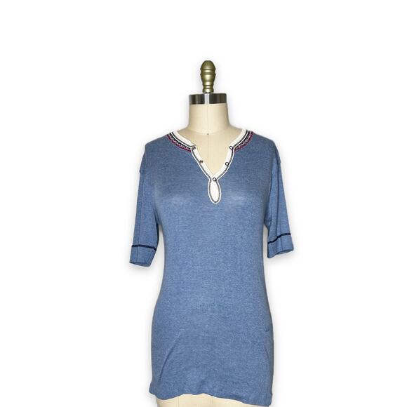 VTG 60s Break Away by Lamplighter Embroidered Short Sleeve Henley Tee Unisex M/L - Picture 1 of 13